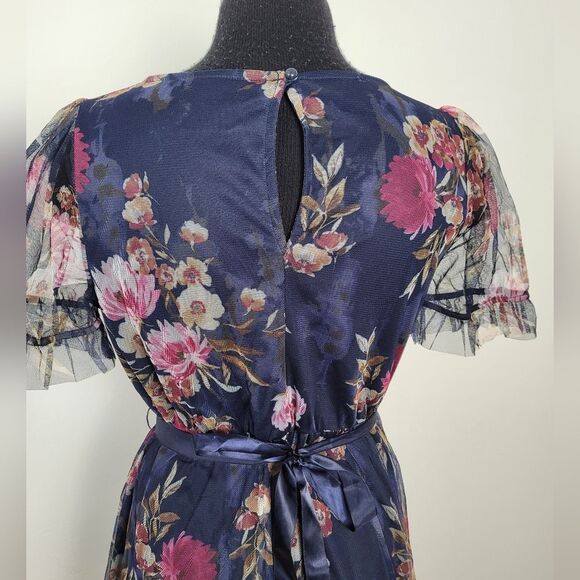 Candalite Petite Medium Floral Dress Purple Blue Dance Formal Fairy Bloomcore - Picture 6 of 11